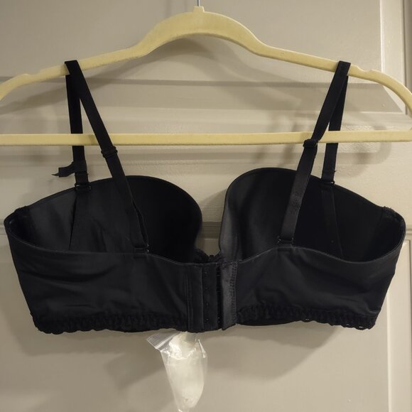 NWT AERIE Real Happy Strapless Push Up Bra Black Size 38C Removable Straps Clear - Picture 6 of 8